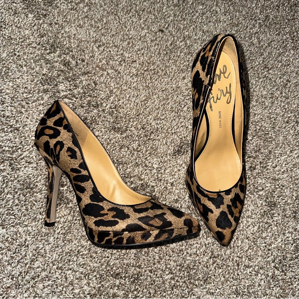 Nine West Leopard Print Pointed Toe Stiletto Heels